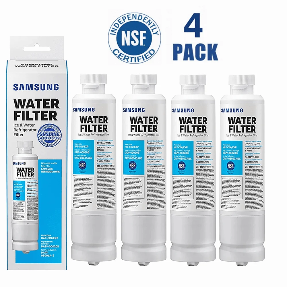 DA29-00020B HAF-CIN/EXP Refrigerator Water Filter, Compatible with Samsung Refrigerator Water Filter 4 Pack