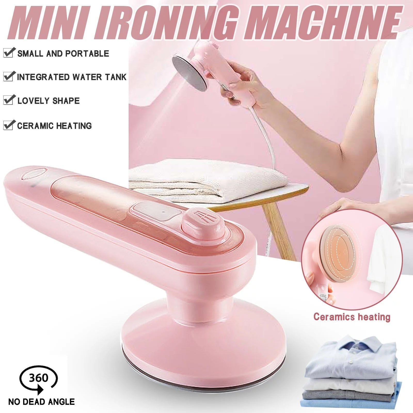 Fridja Mini Handheld Portable Garment Steamer Steam Iron for Home and Travel With Temperature Control To Quickly Heat Garment Fabric Wrinkles Remover
