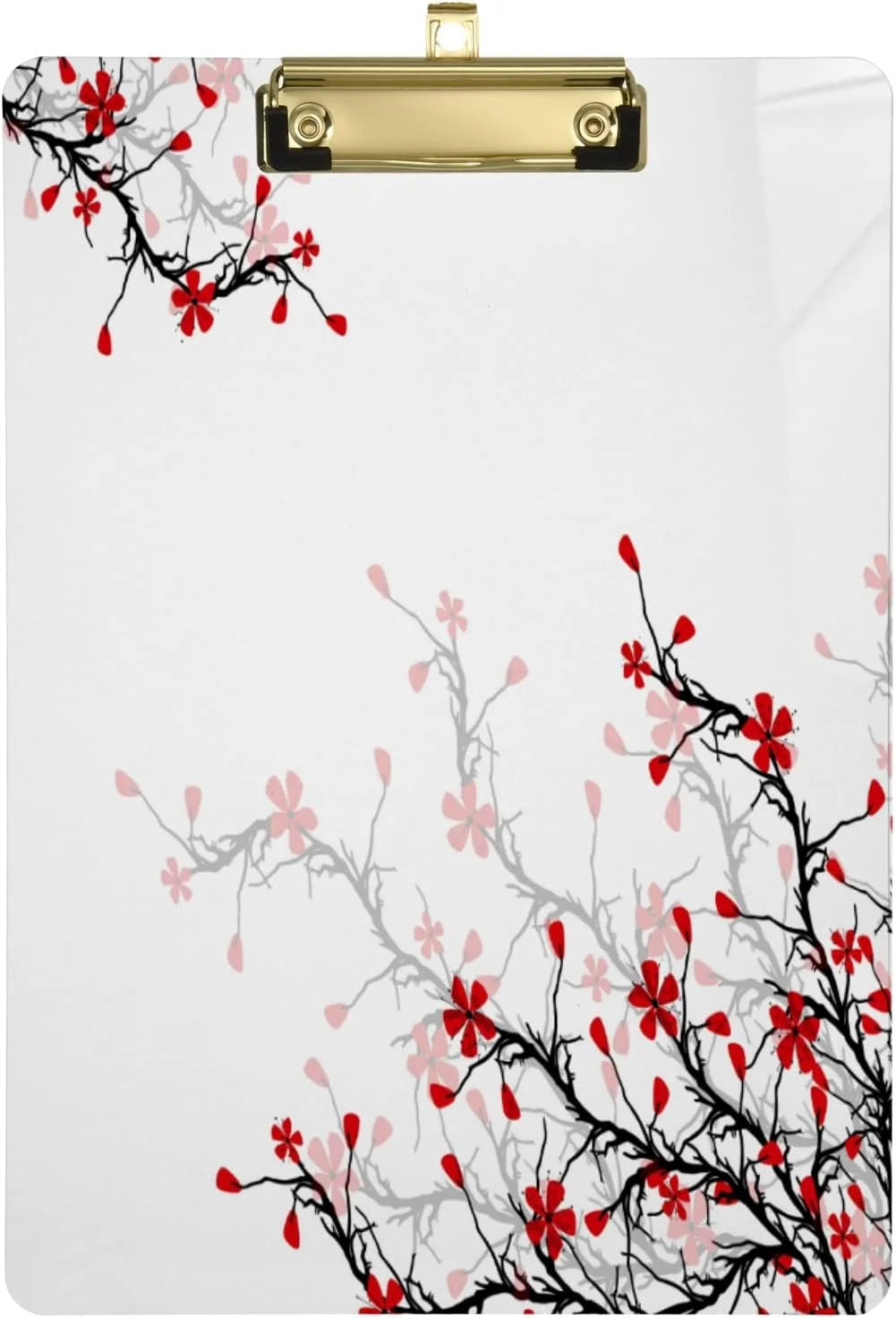 Coolnut Spring Japanese Cherry Blossom Flower Floral Acrylic Clipboard Letter Size 9 x 12.5 Decorative Clipboard with Low Profile Silver Metal Clip for Office School Student Women