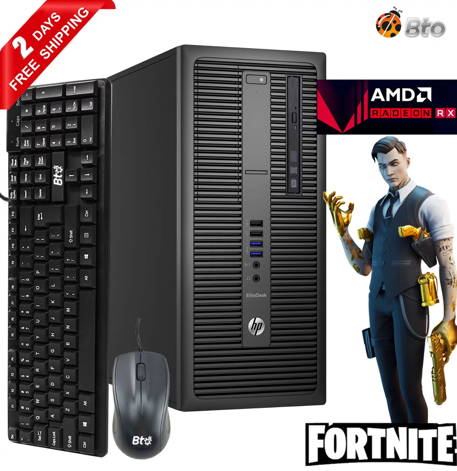 Restored HP EliteDesk 800 G2 Gaming Computer Tower, Intel Core i3 6th Gen. Processor, 8GB DDR4 Ram, 512GB M.2 SSD, AMD RX 550 4GB DDR5, Keyboard and Mouse, WiFi Windows 10 Desktop PC (Refurbished)