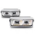 Chrome Projector Headlight[DUAL LED DRL]for 81-19 Kenworth T600A/W900 Peterbilt 82 83 84 85 86 87 88 89 90 91 92 93 94 95 96 97 98 99 00 01 02 03 04 05 06 07 08 09 10 11 12 13 14 15 16 17 18
