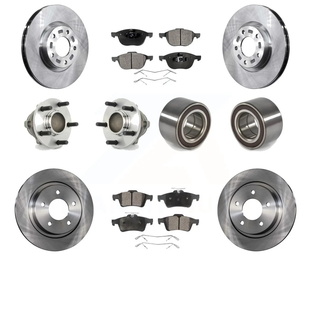 Transit Auto - Front Rear Wheel Hub Bearings Assembly Disc Brake Rotors And Ceramic Pads Kit (10Pc) For Mazda 3 Sport KBB-107081