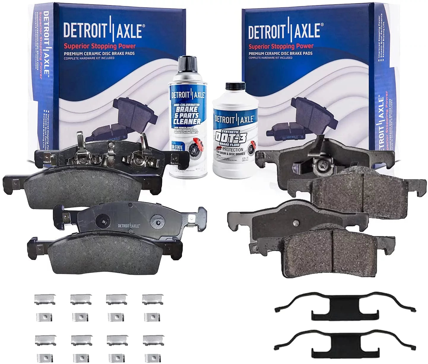 Detroit Axle - Front and Rear Ceramic Brake Pads w/Hardware Replacement for 2003-2006 Ford Expedition Lincoln Navigator