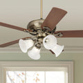 52 Casa Vieja Trilogy Rustic Farmhouse Indoor Ceiling Fan with LED 4-Light Antique Brass Walnut Cherry Marbleized Glass for Living Room Kitchen Home