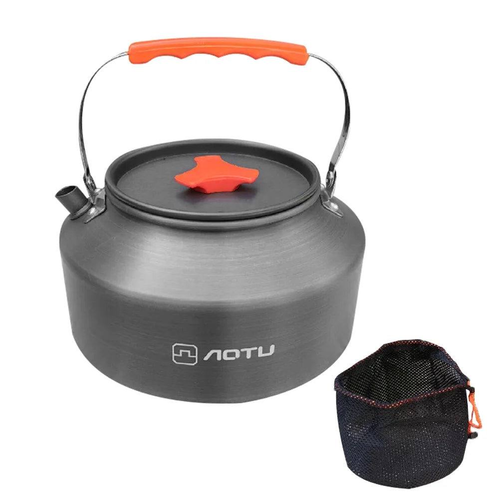 AOTU Aluminum Alloy Portable Coffee Pot Camping Teakettle with Locking Handle - 1.6L Cooker for Picnic Cooking