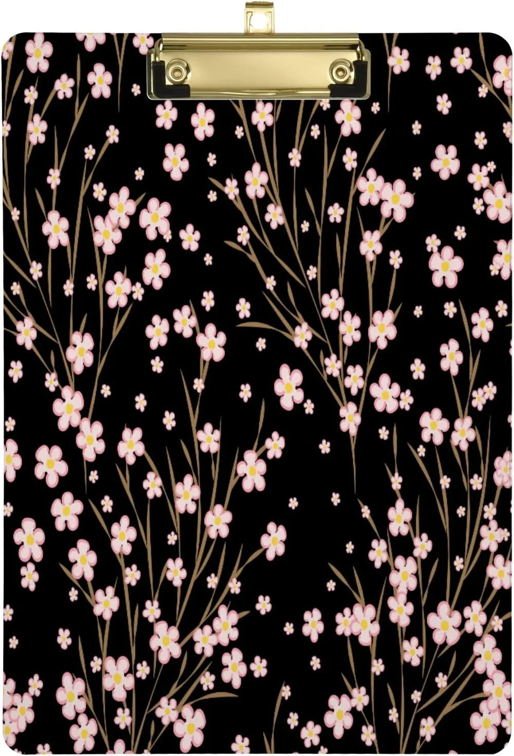 Wellsay Cherry Blossom Japanese Floral Flower Spring Acrylic Clipboard Letter Size 9 x 12.5 Decorative Clipboard with Low Profile Silver Metal Clip for Office School Student Women