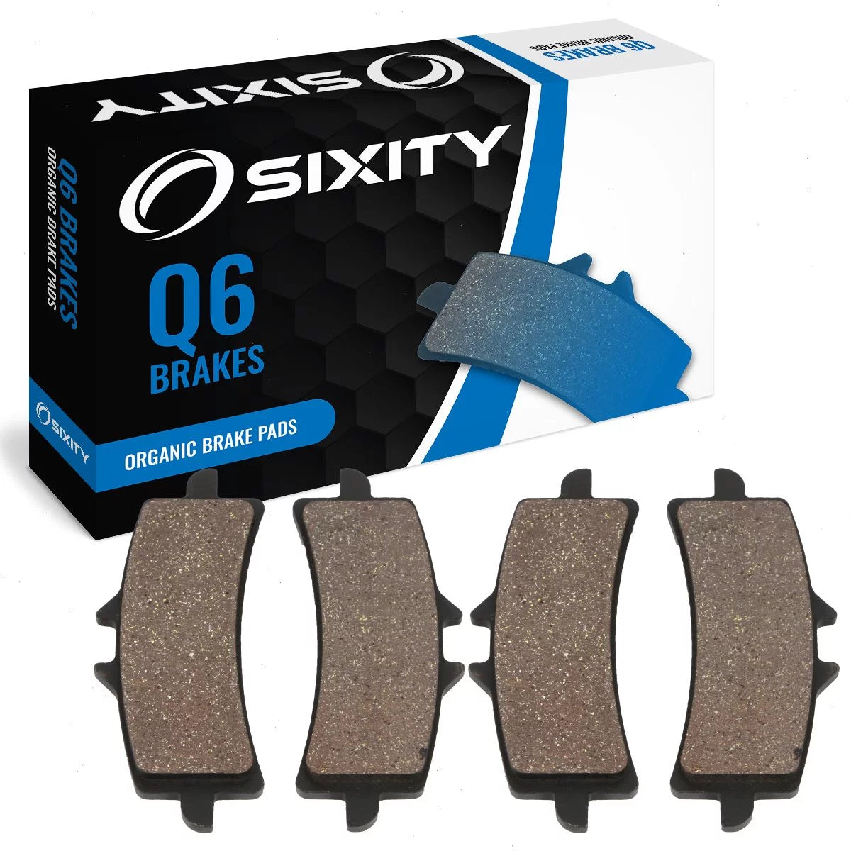 Sixity Q6 Front Organic Brake Pads compatible with Suzuki GSX-R750 L1 L2 L3 L4 L5 Brembo Radial Caliper 2011-2015 Complete Set