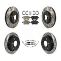 Transit Auto - Front Semi-Metallic Rear Ceramic Pads And Coated Drilled Slotted Disc Brake Rotors Kit For 2015 Mini Cooper 2.0L 1.5L With 294mm Diameter Rotor KDA-102494