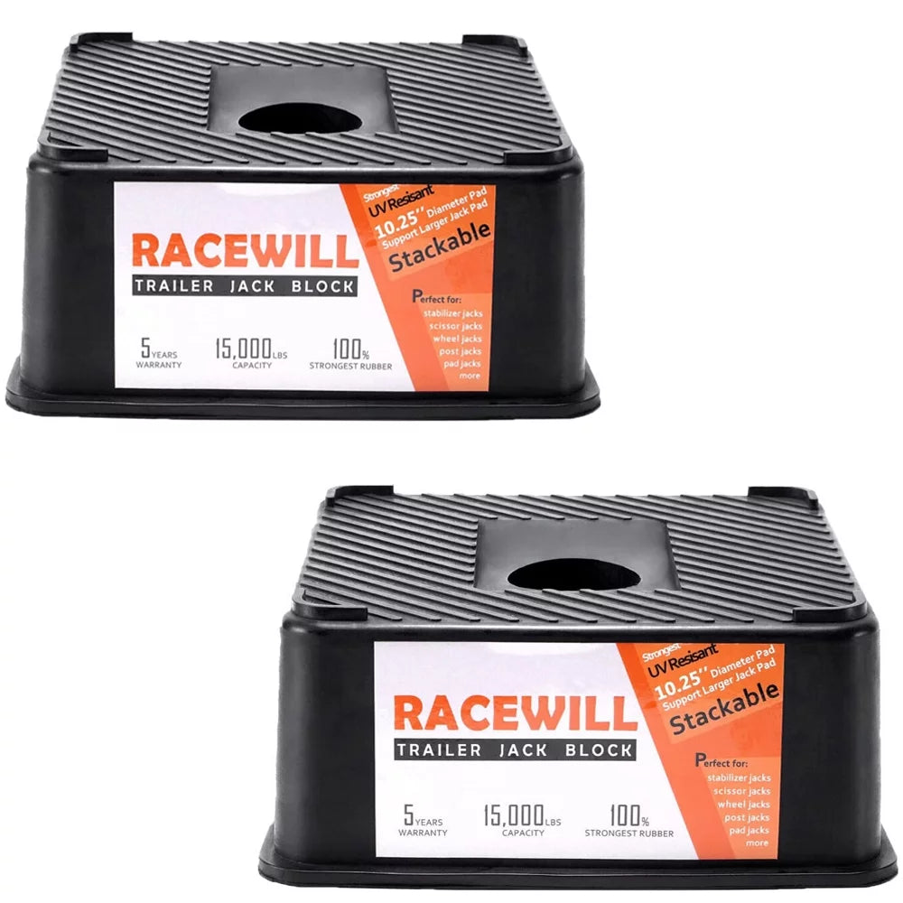Racewill 2 Pack Trailer Jack Block, RV Camper Stabilizer Blocks for Travel Trailer, Up to 15,000 lbs