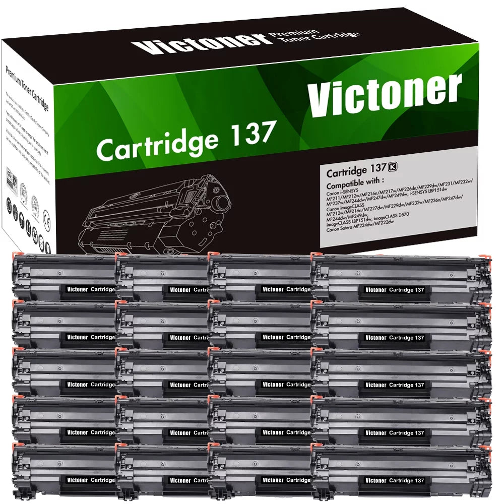 Victoner 20-Pack Compatible Toner for Canon 137 CRG137 imageCLASS MF212w MF216n MF227dw MF229dw MF232w Printer Black