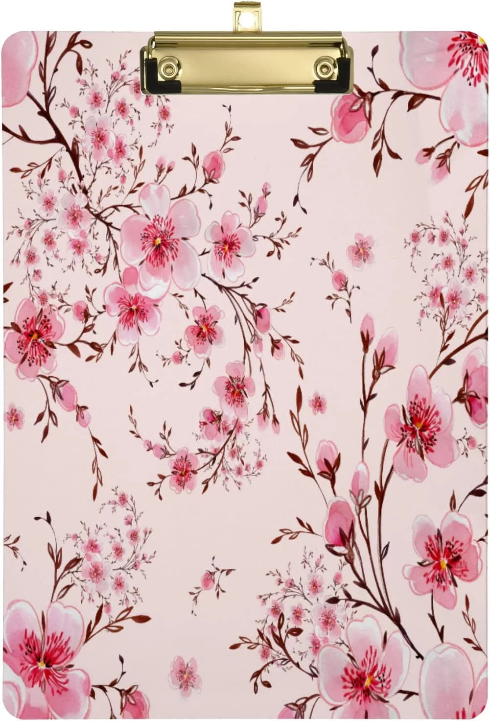 KXMDXA Pink Cherry Blossom Flower Floral Spring Stylish Clipboard Hardboard Wood Nursing Clip Board and Pull for Standard A4 Letter 13x9 inches