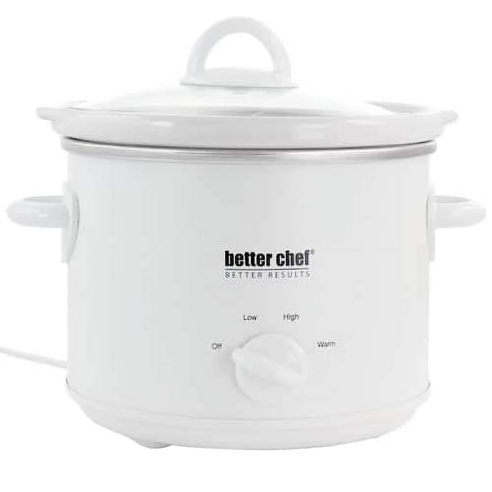 Better Chef 3 qt. Round Slow Cooker with Removable Stoneware Crock in White