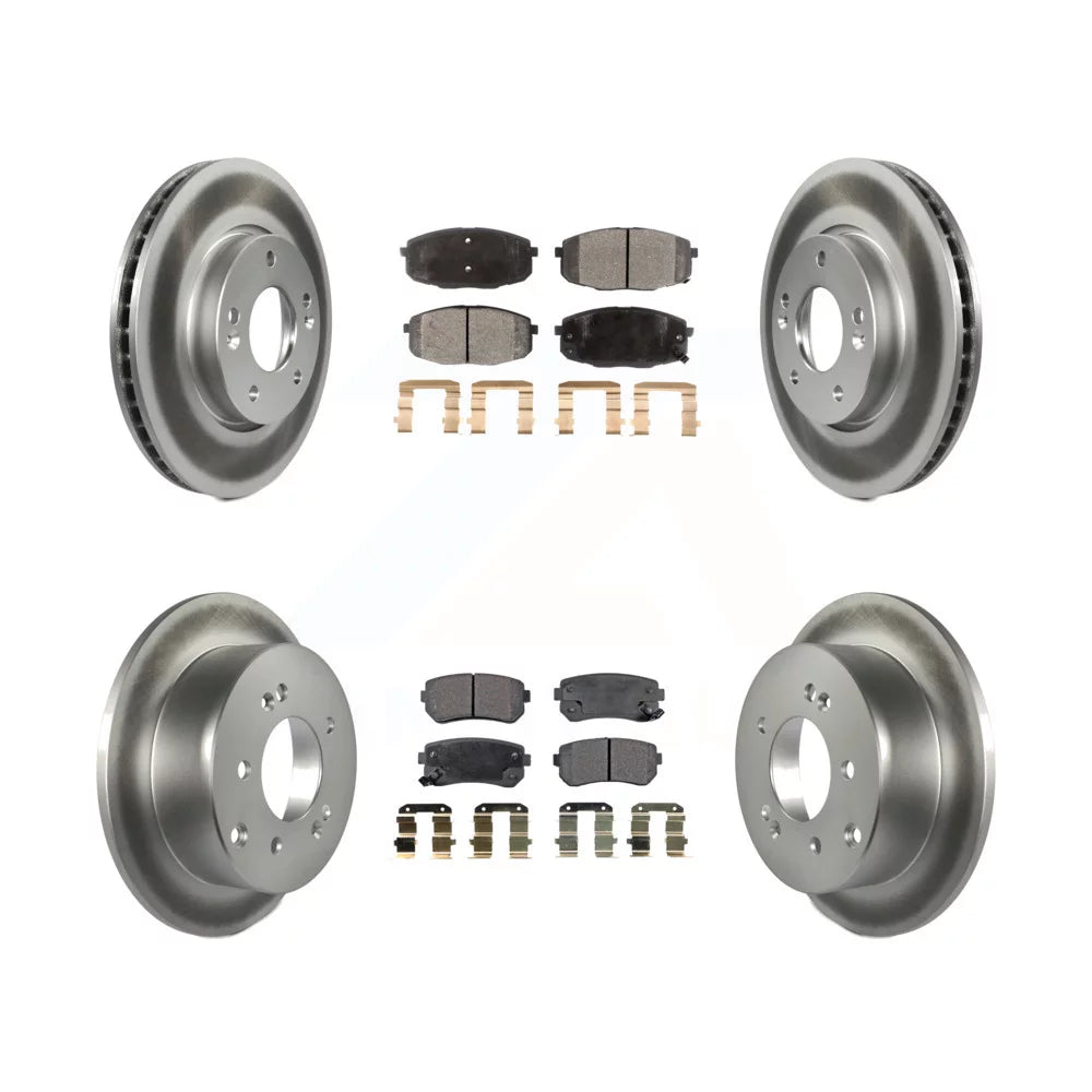 Transit Auto - Front Rear Coated Disc Brake Rotors And Semi-Metallic Pads Kit For Kia Forte Koup Forte5 KGF-101064