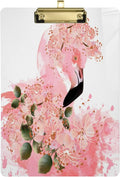Coolnut Pink Flamingo Cherry Blossom Flower Acrylic Clipboard Letter Size 9 x 12.5 Decorative Clipboard with Low Profile Silver Metal Clip for Office School Student Women