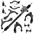 Detroit Axle - Power Steering Rack and Pinion Upper & Lower Control Arm Tie Rod Sway Bar Suspension Kit Replacement for 2004-2008 Acura TSX