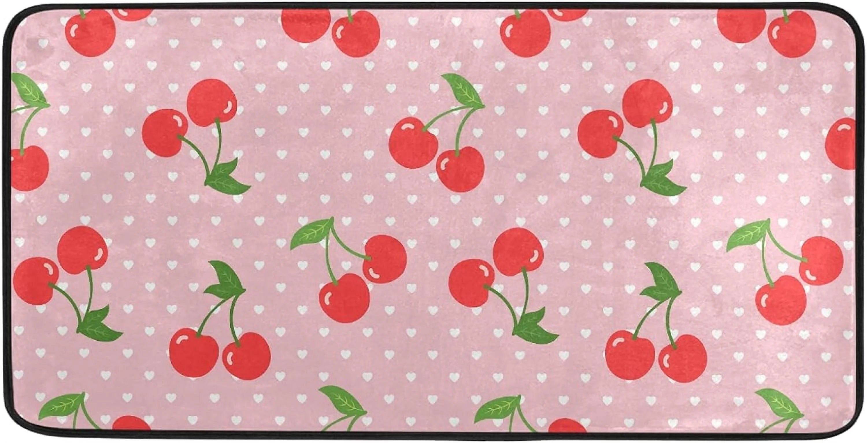 Hidove Kitchen Mat Red Cherry Kitchen Rug Mat Anti-Fatigue Comfort Floor Mat Non Slip Oil Stain Resistant Easy to Clean Kitchen Rug Bath Rug Carpet for Indoor Outdoor Doormat