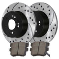 AutoShack Rear Drilled Slotted Brake Rotors Black and Performance Ceramic Pads Kit Driver and Passenger Side Replacement for 2005-2007 Honda Accord 2015 Civic 2016-2018 Acura ILX 1.8L 2.4L 3.0L V6 FWD