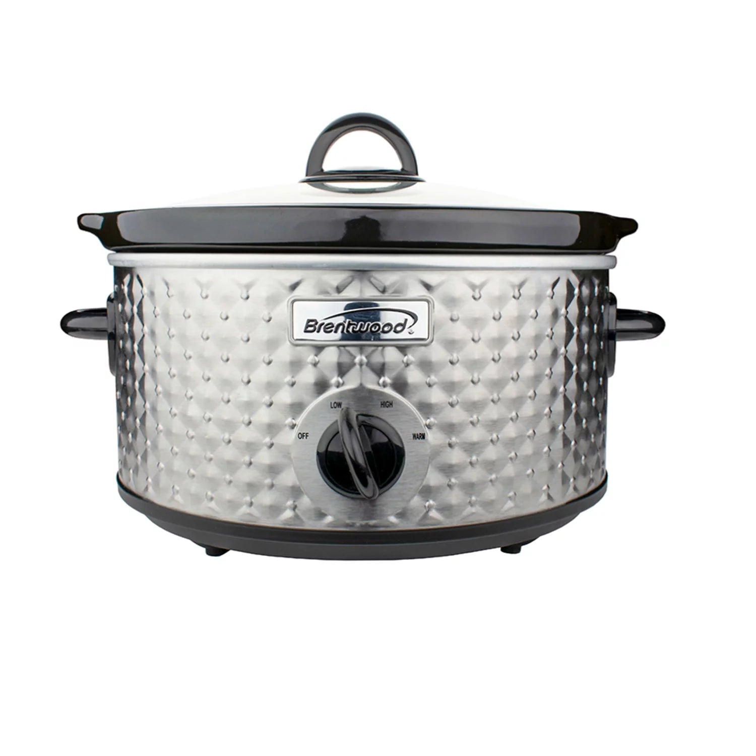 Btwd 3.5 Quart Diamond Pattern Slow Cooker in Stainless Steel