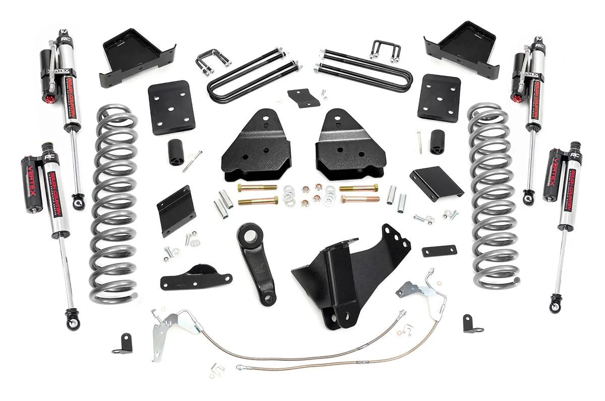 Rough Country 6 Lift Kit (fits) 2015-2016 Super Duty F250 4WD Gas w/Overload Springs Vertex Reservoir Shocks 54950