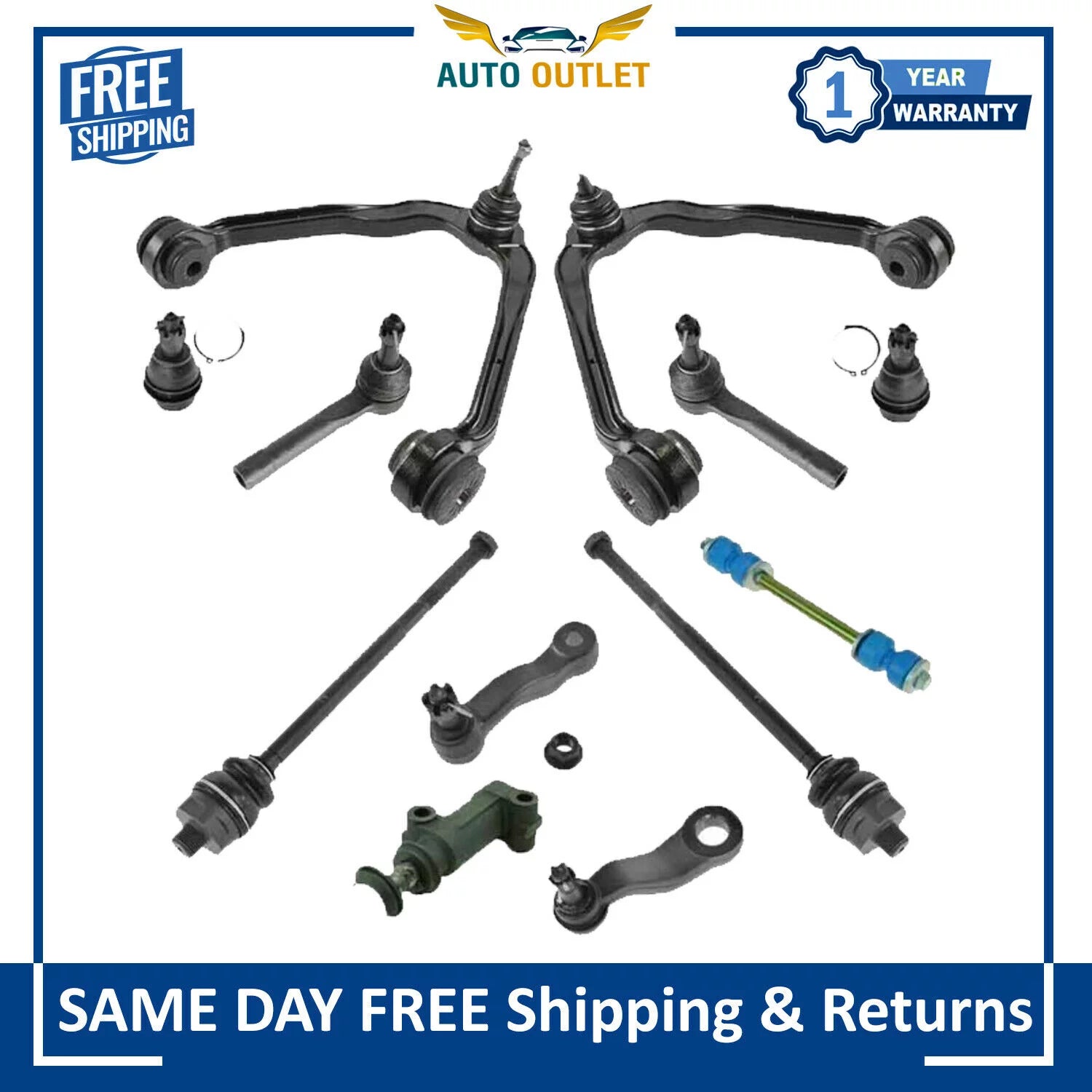 TRQ For Silverado Sierra Control Arm Ball Joint Tie Rod 13pc Suspension Kit Fits select: 1999-2007 CHEVROLET SILVERADO, 2000-2006 CHEVROLET TAHOE