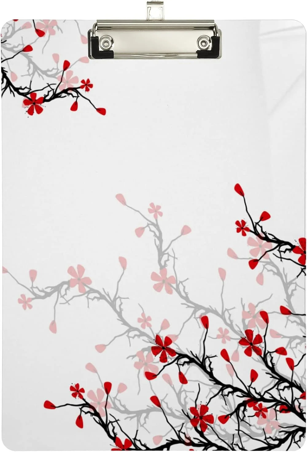 Wellsay Japanese Cherry Blossom Sakura Clipboards for Kids Student Women Men Letter Size Plastic Low Profile Clip, 9 x 12.5 in, Silver Clip