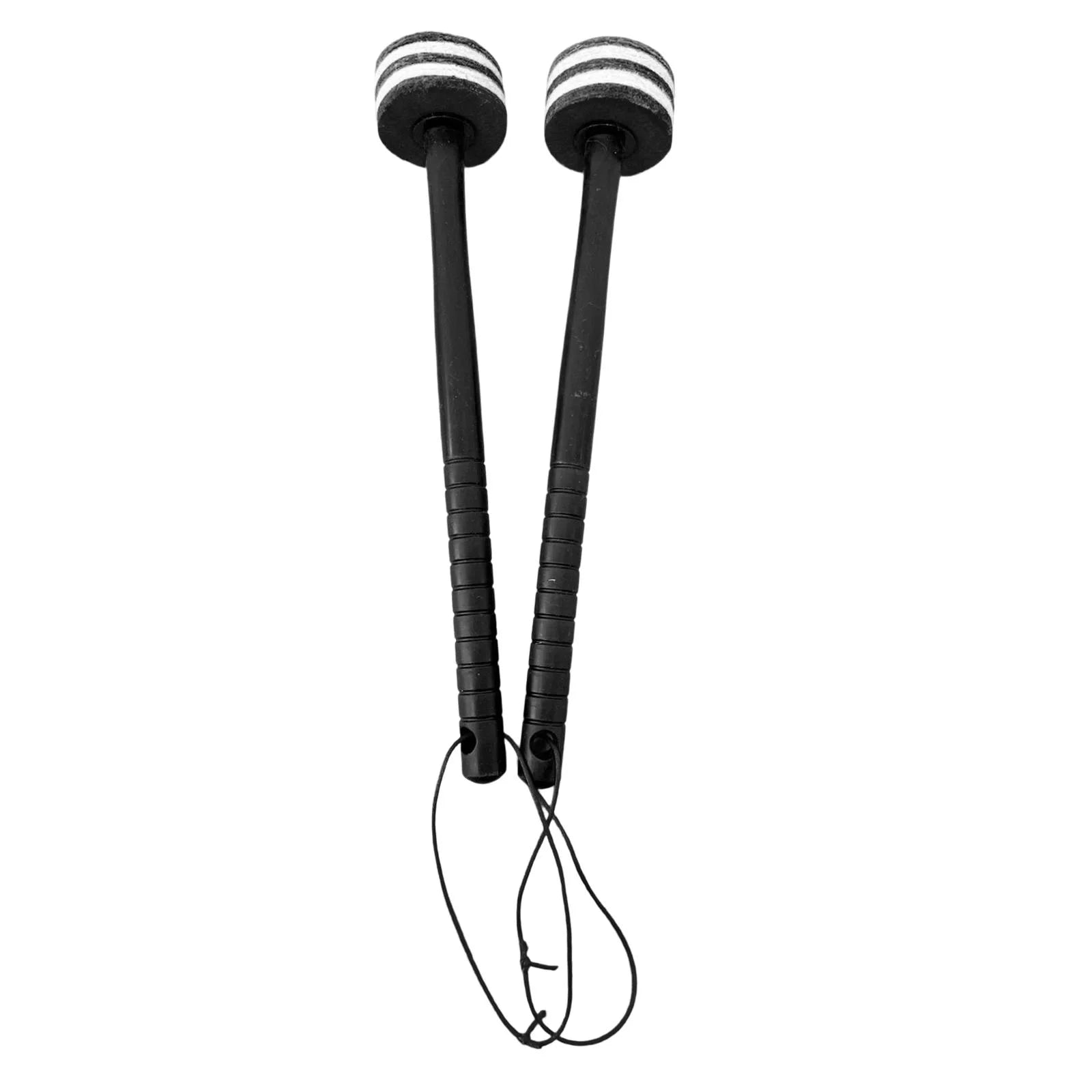 2 Pieces Felt Mallet Drum Mallets, Musical Instrument Accessories Bass Percussion Mallets with Lanyard for Players Drum Wind Bands trumpet Teams 32.5cm white Black