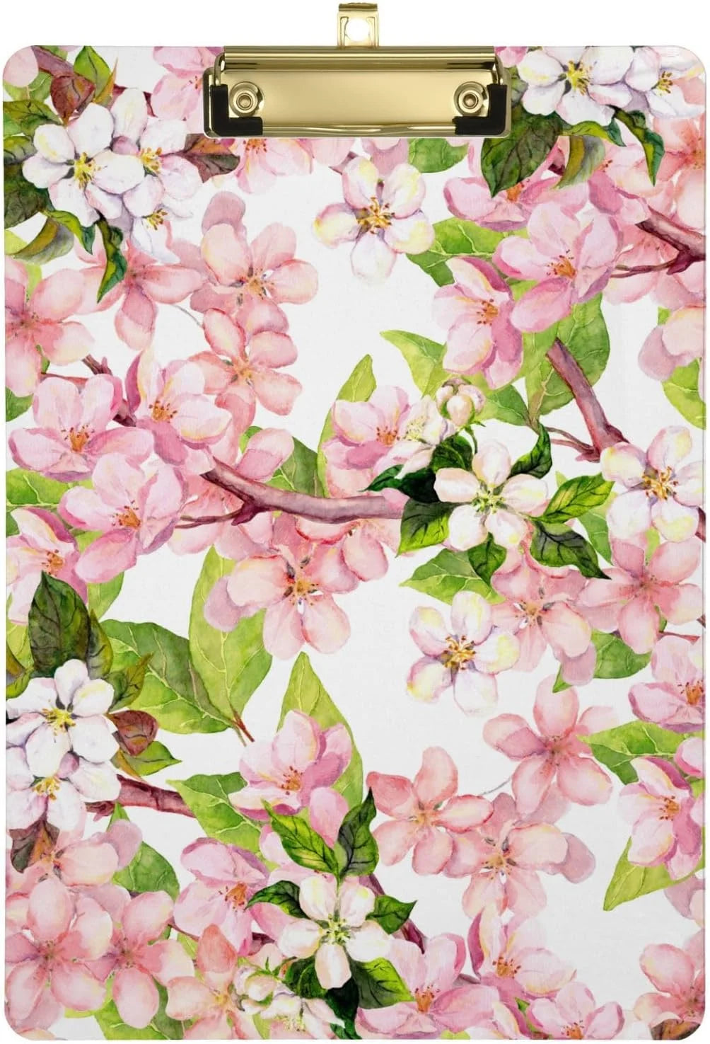 Wellsay Watercolor Cherry Blossom Clipboard Cute Design Letter Size Clipboard A4 Standard Size 9 x 12.5 Inch with Low Profile Metal Clip for Students, Classroom, Office, Women, Kids