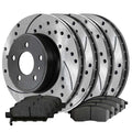 AutoShack Front and Rear Drilled Slotted Brake Rotors Black and Ceramic Pads Kit Replacement for Nissan 370Z 350Z INFINITI EX35 G25 QX50 EX37 2005-2007 G35 2006-2009 M35 M45 2011-2013 G37 2015 Q40 RWD