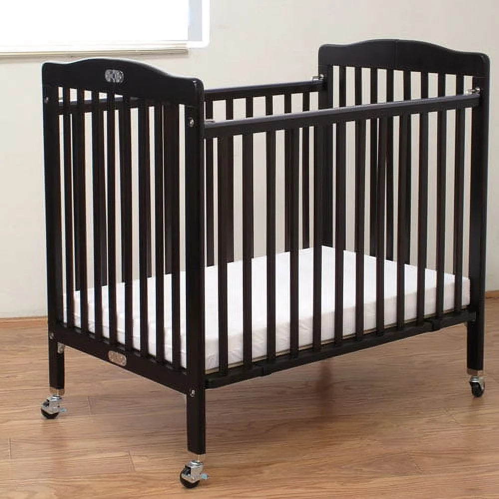 L.A. Baby Compact Folding Wood Commercial Crib - Cherry