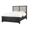 Benjara Liu Low Profile Pine Wood Queen Bed, 2 Storage Drawers, Rustic Black