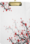 Wellsay Spring Japanese Cherry Blossom Flower Floral Acrylic Clipboard Letter Size 9 x 12.5 Decorative Clipboard with Low Profile Gold Metal Clip for Office School Student Women