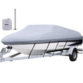 VEVOR 210D Waterproof Boat Cover, 14 to 16 Ft Trailerable Boat Cover, Beam Width up to 90 In, Heavy Duty Polyester Mooring Cover for V-Hull Runabouts with 5 Straps