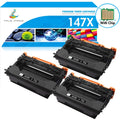 147X Black Toner Cartridge 3-Pack with Chip Compatible Replacement for HP 147X 147A W1470X W1470A for HP Laserjet Enterprise M610n M611dn M611x M612dn M612x MFP M634h M635fht Printer High Yield Ink