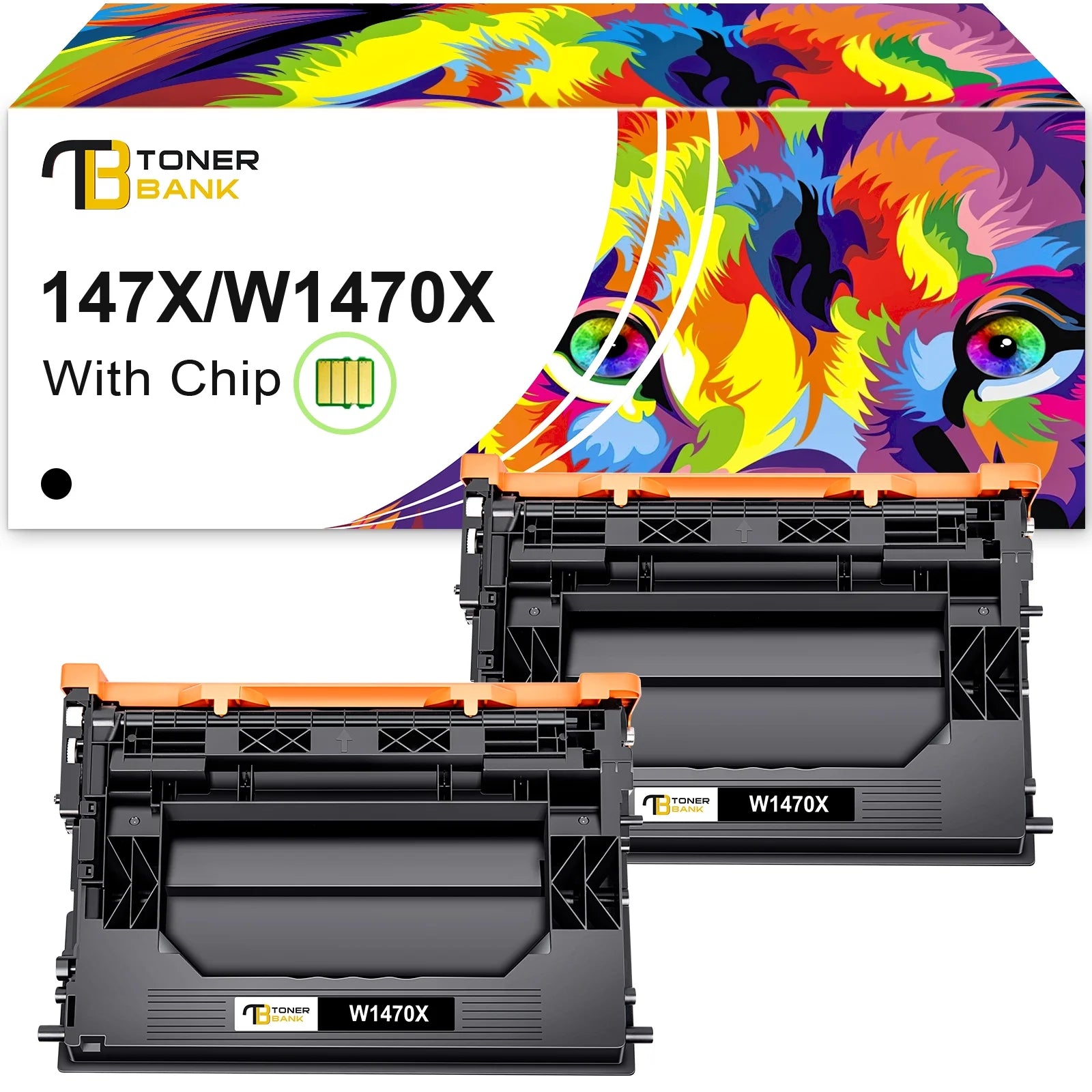 Black 147X Toner Cartridge With Chip Compatible for HP 147A 147X W1470A W1470X LaserJet MFP M634h M635fht M635h M636fh Enterprise M611dn M611x M612dn M612x M611 M612 Printer Ink (2-Pack)