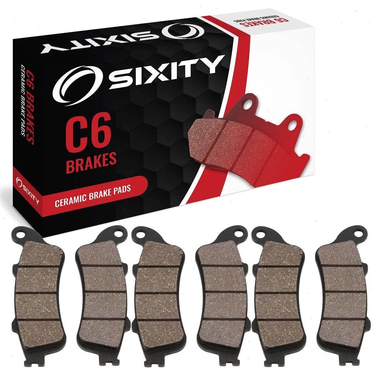 Sixity C6 Front Rear Ceramic Brake Pads compatible with Honda ST1300 2008-2010 Complete Set