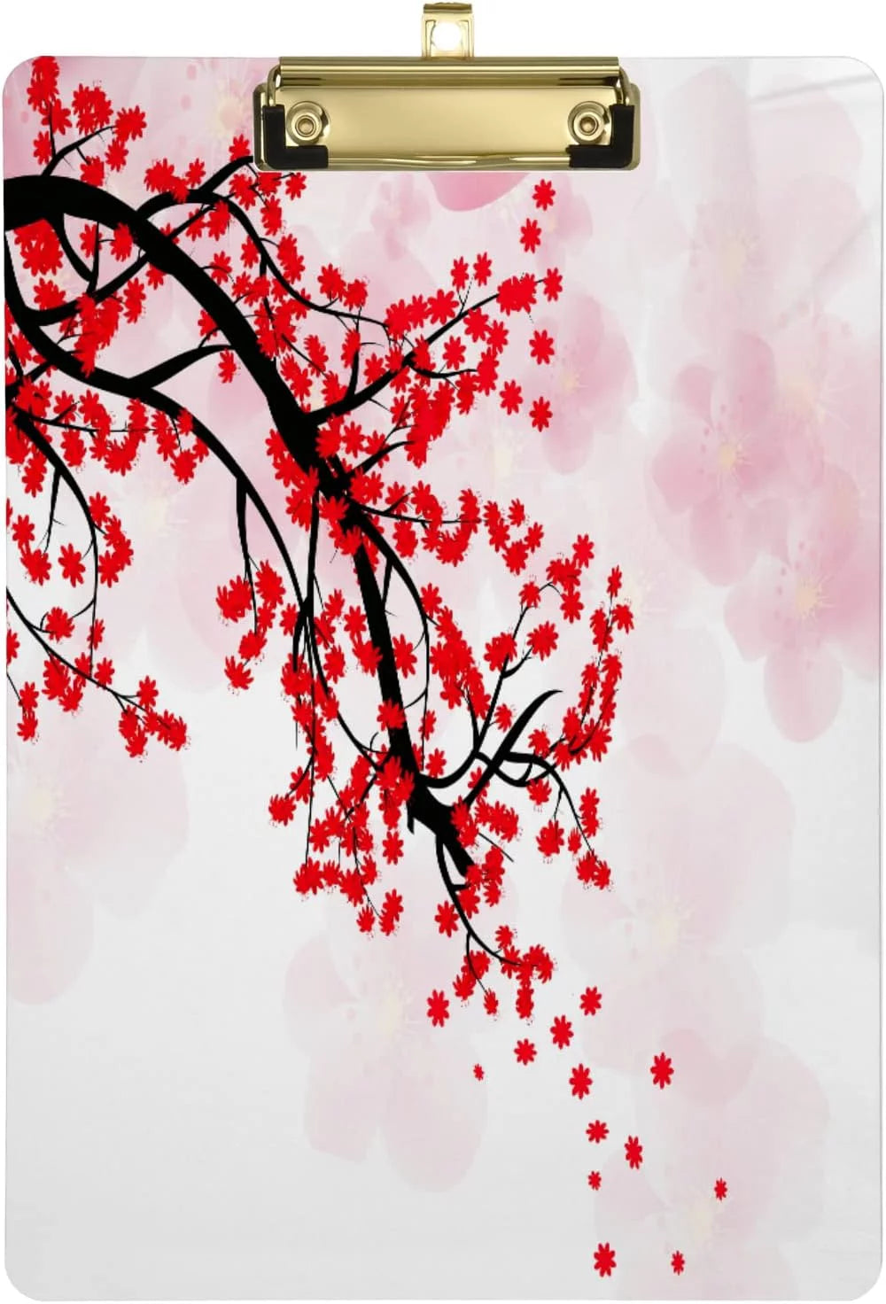 KXMDXA Valentine's Day Cherry Blossom Flower Clipboard Hardboard Wood Nursing Clip Board and Pull for Standard A4 Letter 13x9 inches