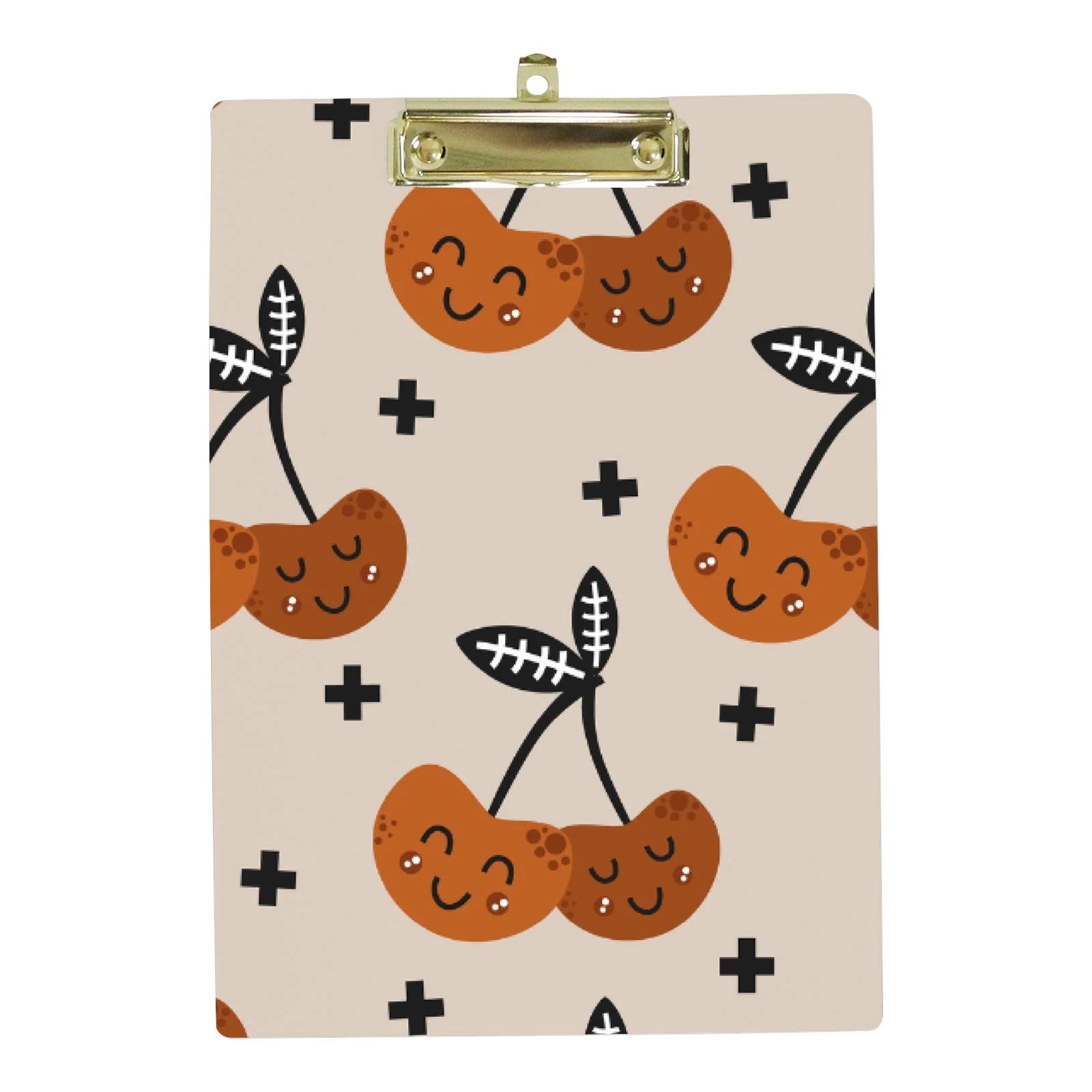 Hidove Acrylic Clipboard, Seamless Pattern with Cherry Standard A4 Letter Size Clipboards with Gold Low Profile Clip, Art Decorative Clipboard 12 x 8 inches
