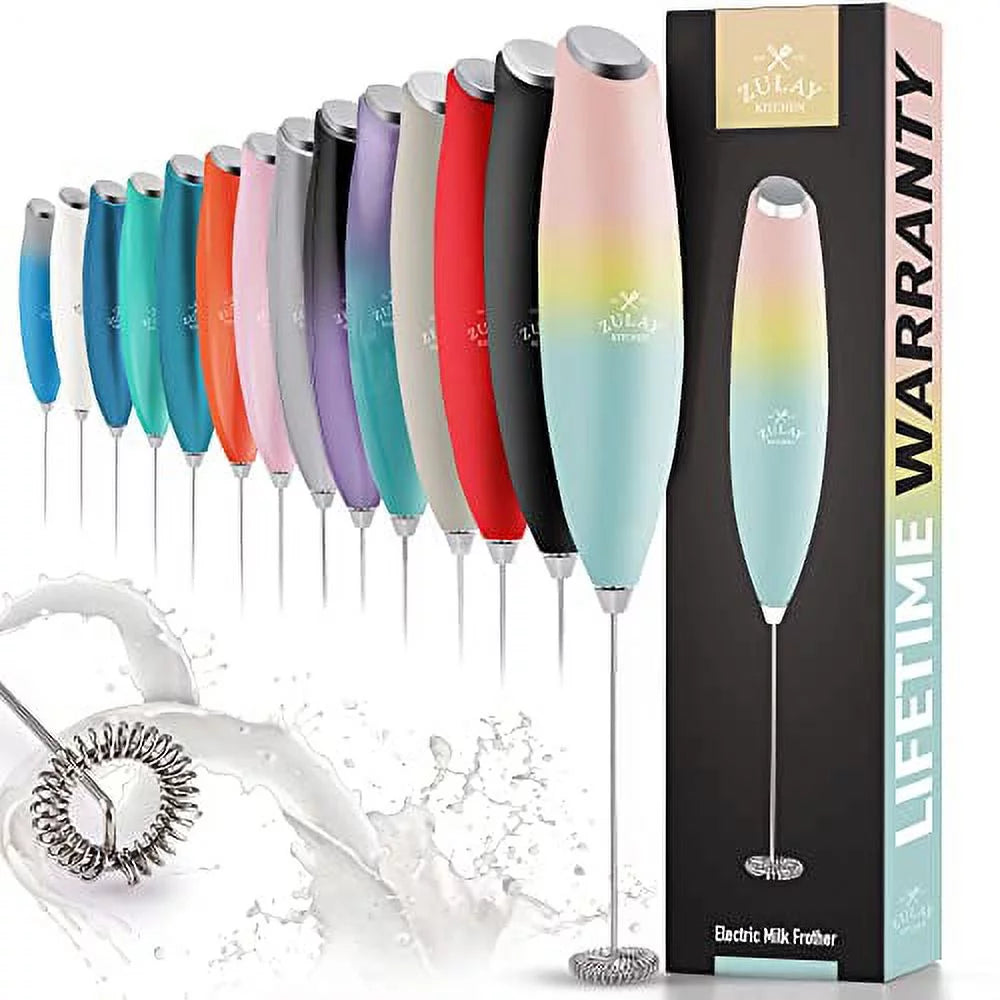 Zulay Milk Frother for Coffee with Upgraded Titanium Motor - Handheld Frother Whisk, Milk Foamer, Mini Blender and Electric Mixer Coffee Frother for Frappe, Latte, Matcha, No Stand - Cupcake