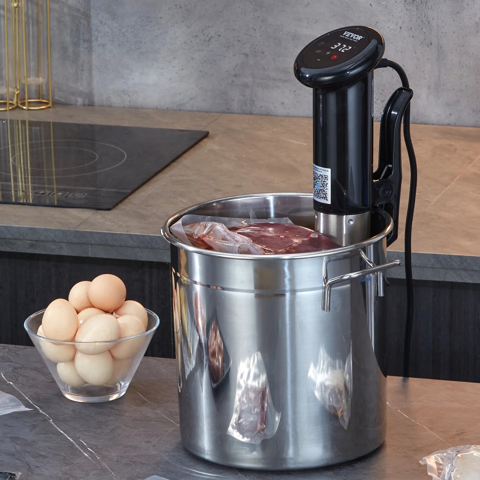 BENTISM Sous Vide Machine Cooker 1200W Timer Bluetooth Wi-Fi App Touch Control