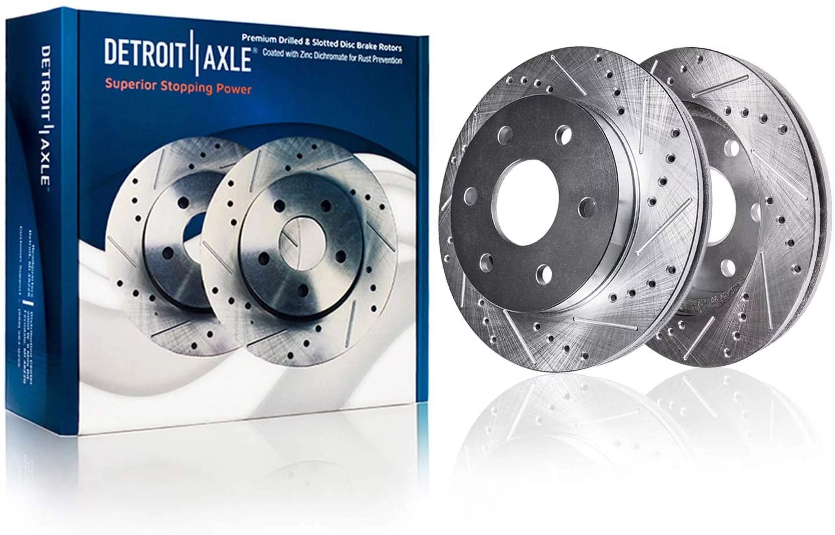 Detroit Axle - Rear Brake Rotors for Chevrolet Avalanche Silverado Suburban Tahoe GMC Sierra Yukon XL 1500 Cadillac Escalade ESV EXT Drilled Slotted Replacement Disc Brakes Rotors