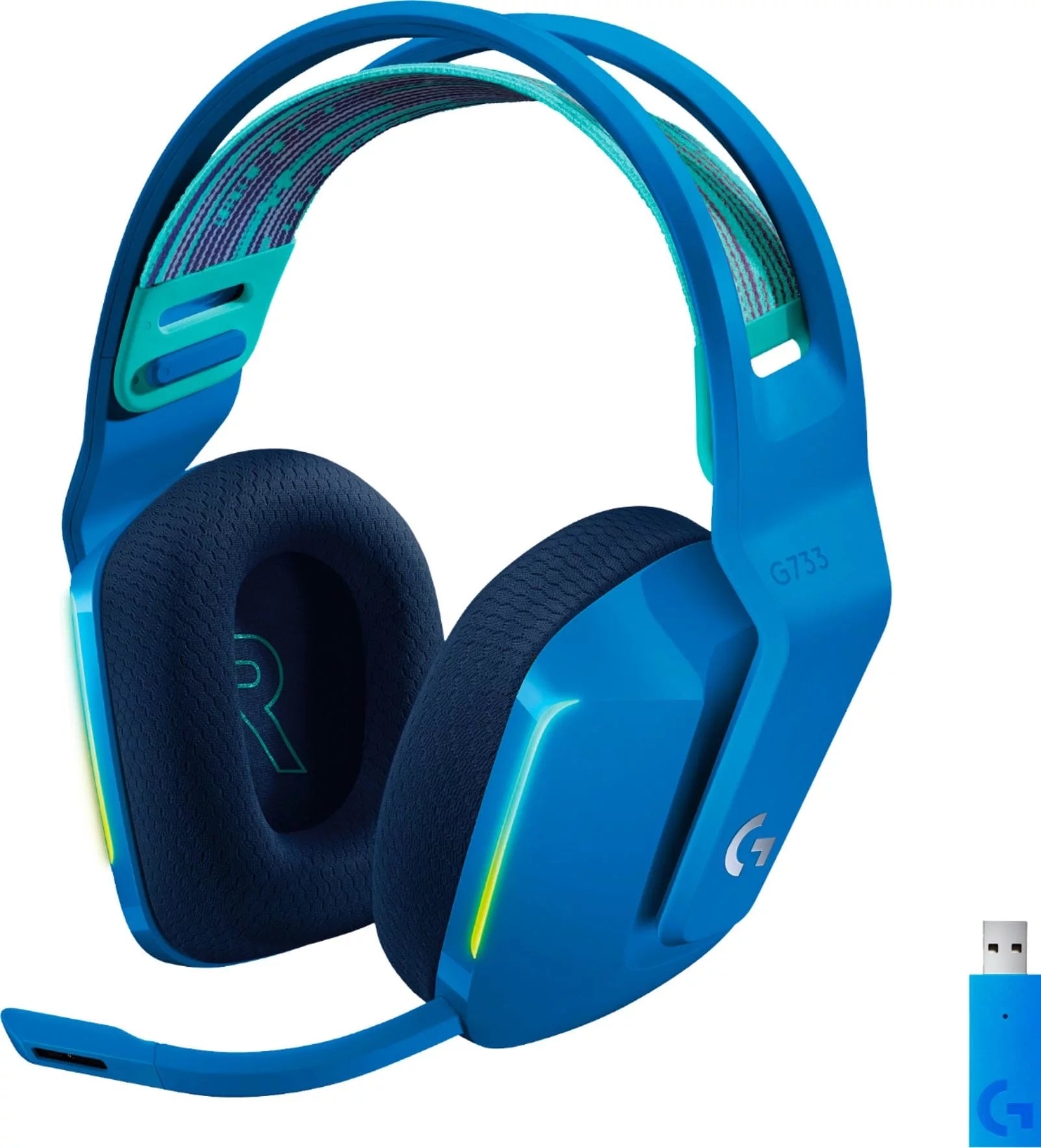 Logitech-G733 Wireless DTS :X v2.0 over-the-Ear Gaming Headset for PC and PlayStation - Blue