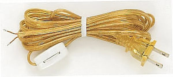 Satco 8 Ft Cord Set with Line Switches Molded Plug Tinned tips 3/4in Strip with 2in Slit Switch 24in From Free End 36in Hank Clear Gold