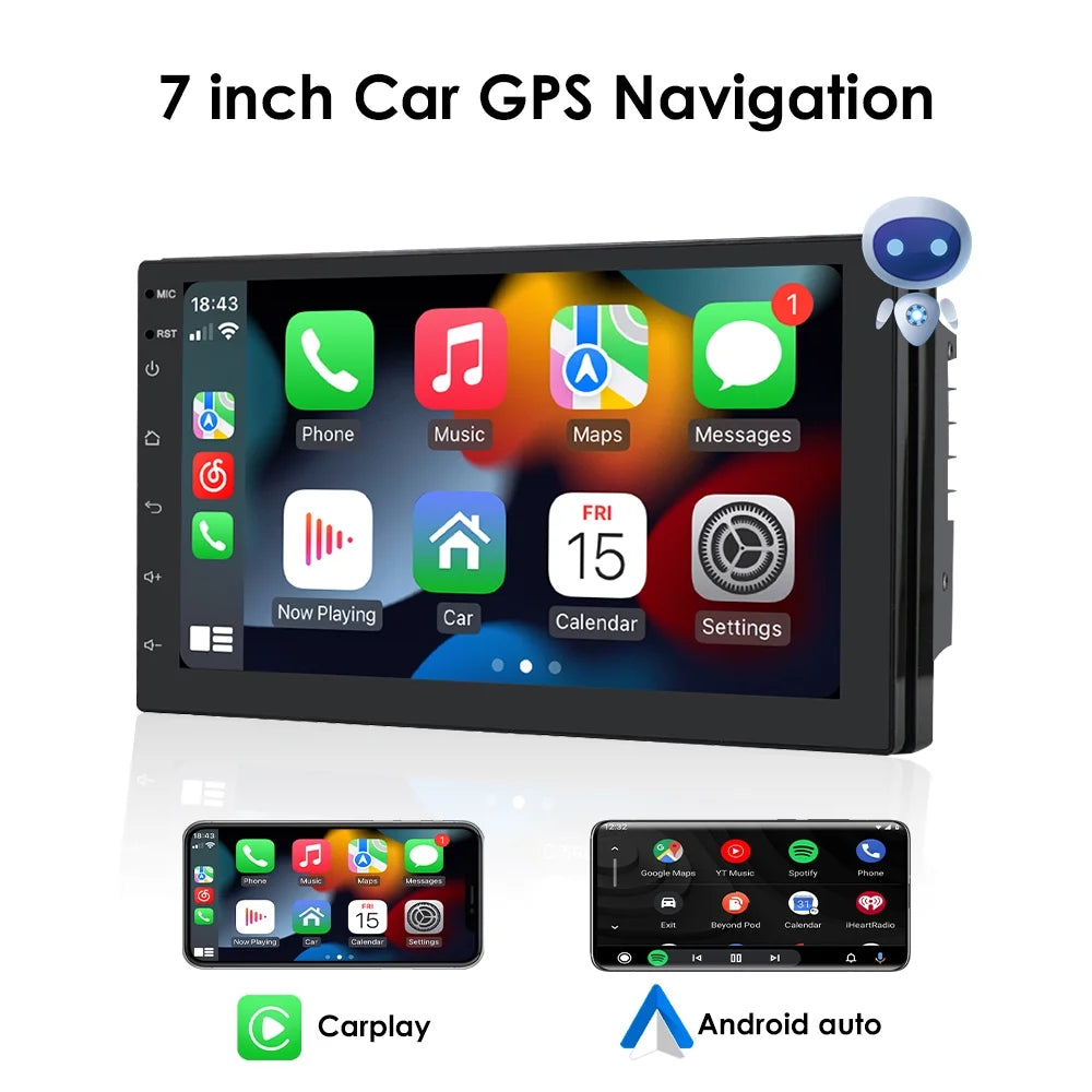 Double 2 Din Android 11 Carplay Wifi Bluetooth 4 Core Car Stereo Radio Head Unit GPS Navigation Multimedia