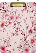 Wellsay Pink Cherry Blossom Flower Floral Spring Stylish Acrylic Clipboard Letter Size 9 x 12.5 Decorative Clipboard with Low Profile Silver Metal Clip for Office School Student Women