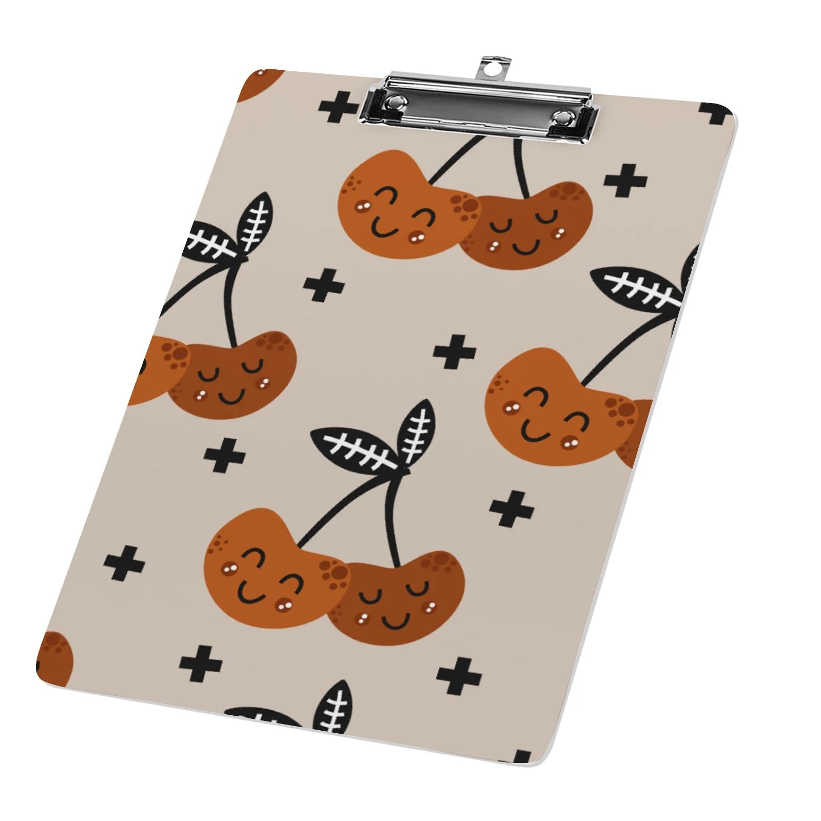 Hidove Acrylic Clipboard, Seamless Pattern with Cherry Standard A4 Letter Size Clipboards with Silver Low Profile Clip, Art Decorative Clipboard 12 x 8 inches