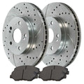 AutoShack Front Drilled Slotted Brake Rotors Silver and Performance Ceramic Pads Kit Driver and Passenger Side Replacement for Acura ILX Honda Civic Element Fit 2003-2012 2014-2017 Accord 2016 CR-Z V6
