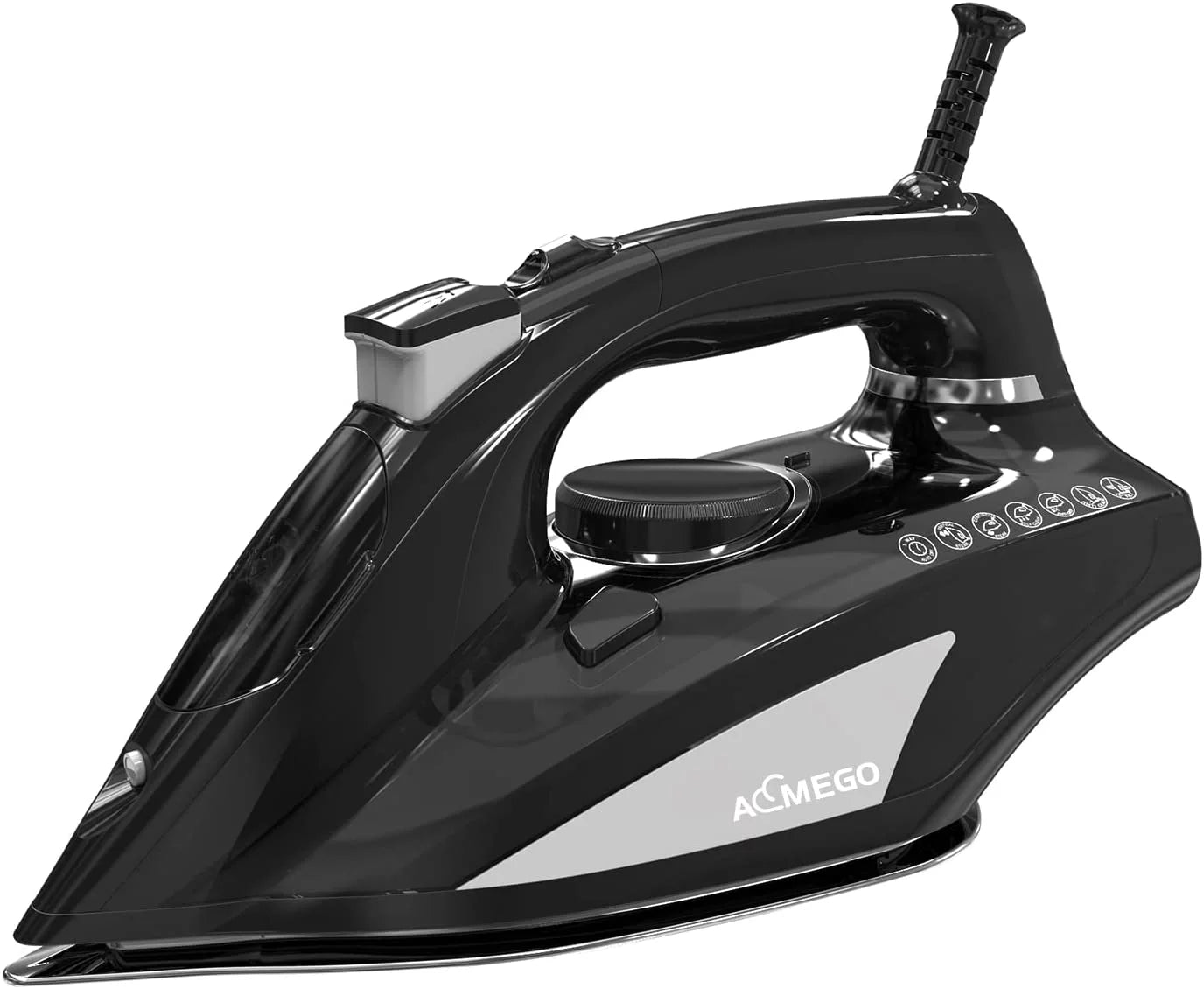 AEMEGO Steam Iron for Clothes Portable Anti Drip Clothes Iron Steam with Non Stick Ceramic Soleplate Auto-Off Self-Cleaning Function Travel Iron with Visible Water Tank for Home (1700W Black)