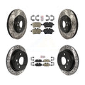 Transit Auto - Front Semi-Metallic Rear Ceramic Pads And Coated Drilled Slotted Disc Brake Rotors Kit For 2015 Mini Cooper 2.0L 1.5L With 294mm Diameter Rotor KDA-102496
