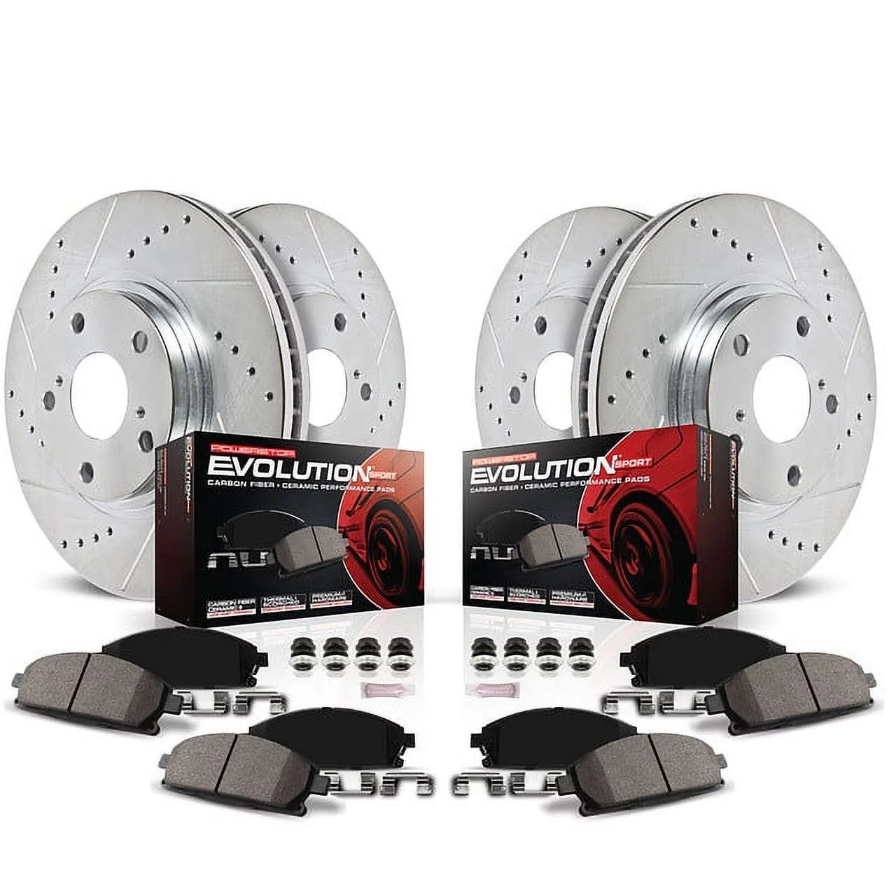 Power Stop Front and Rear Ceramic Brake Pad and Drilled & Slotted Rotor Kit K4402