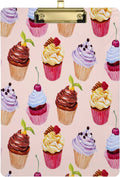 ZHANZZK Watercolor Cupcake Cherry Summer Clipboard Hardboard Wood Nursing Clip Board and Pull for Standard A4 Letter 13x9 inches